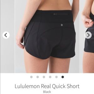 Lululemon Real Quick Short: Black - Size 4